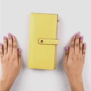 Lodis Caroline Large Flap ID Wallet Elegant Yellow Leather